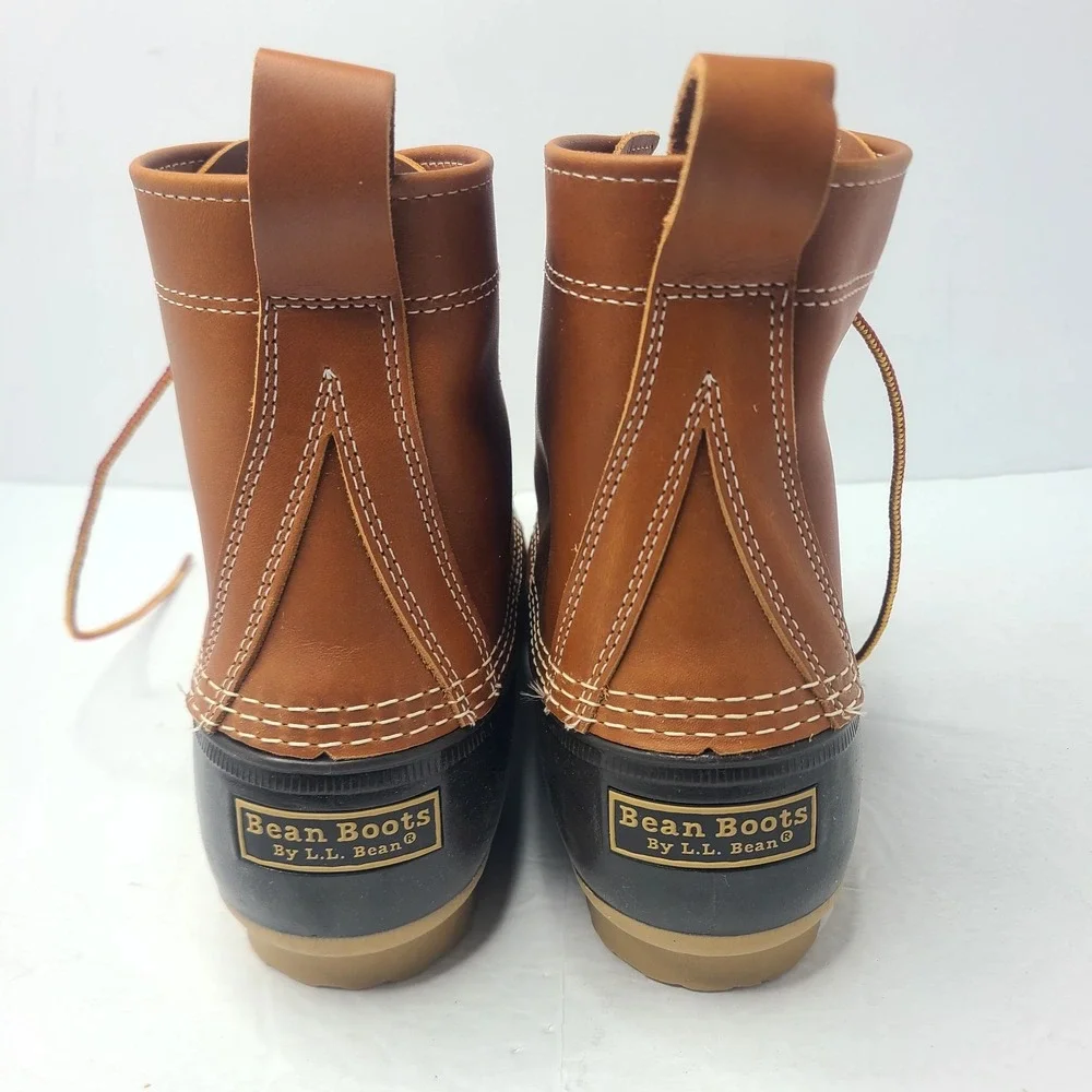 LL Bean Duck Boots Brown 8 Inch Mens Size 9 Made In USA Leather
